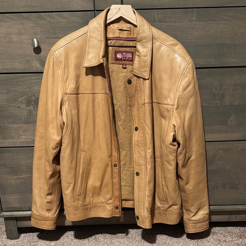 VINTAGE Men’s Wilson’s Leather Tan Jacket with Cotton lining